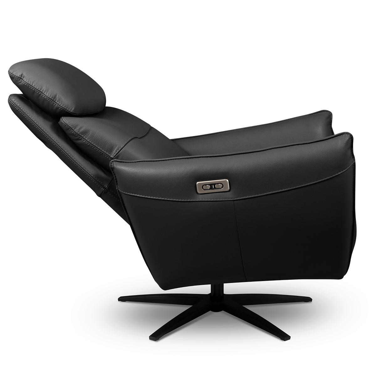 RELAXSESSEL Leder Schwarz  - Schwarz, Design, Leder/Metall (77/107/88cm) - Livetastic