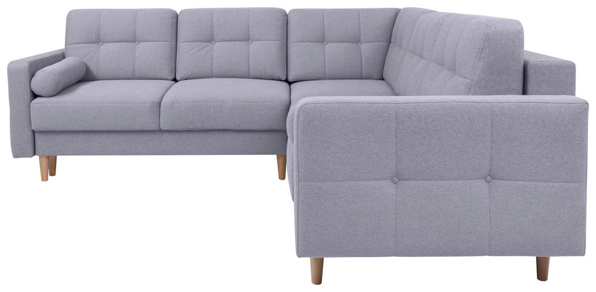 ECKSOFA in Flachgewebe Hellgrau  - Eiche Wotan/Hellgrau, Konventionell, Holz/Textil (242/242cm) - MID.YOU