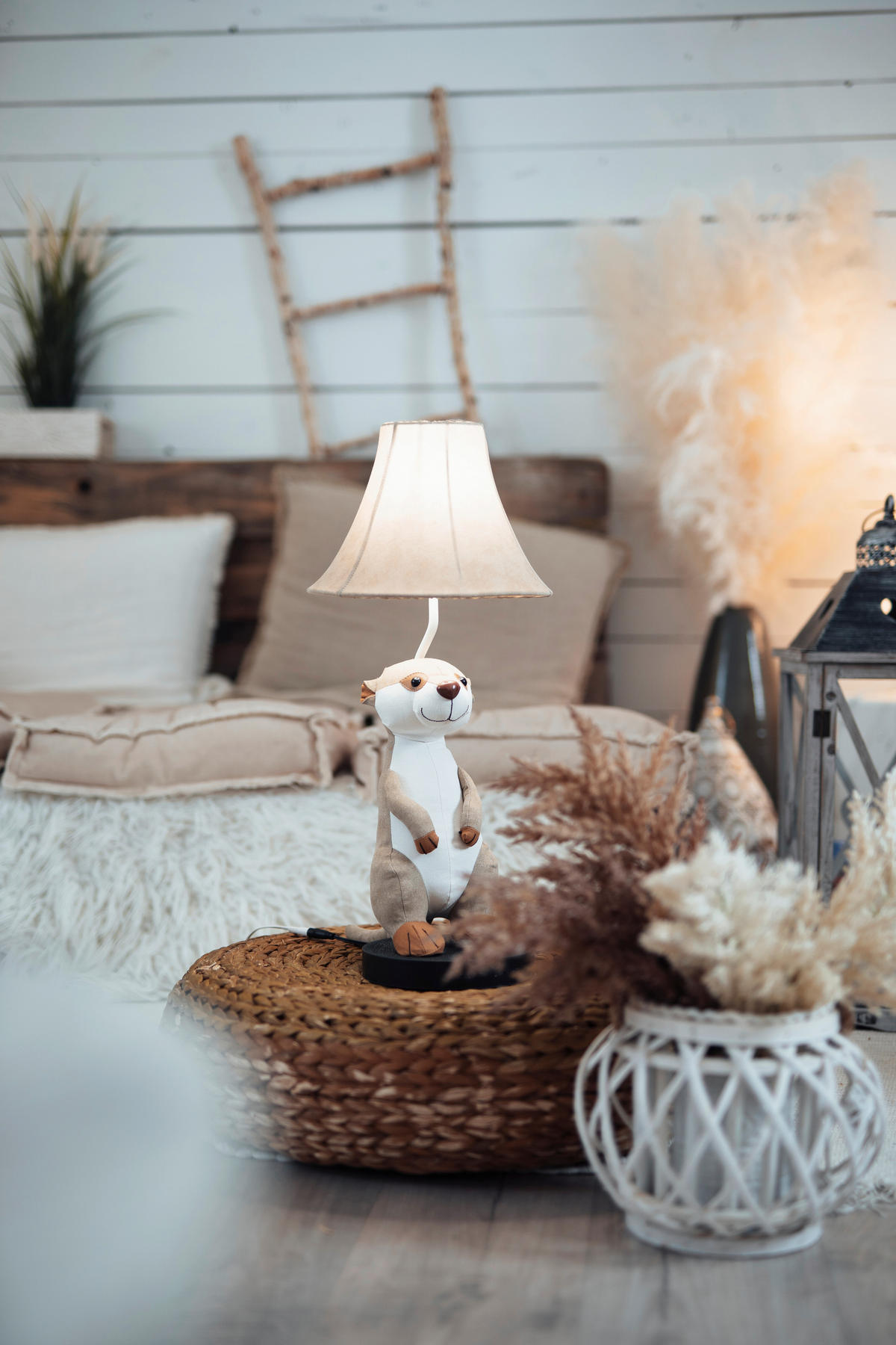 LED-KINDERTISCHLEUCHTE 28/26,5/61 cm   - Beige/Weiß, Trend, Textil/Metall (28/26,5/61cm) - Happy Lamps