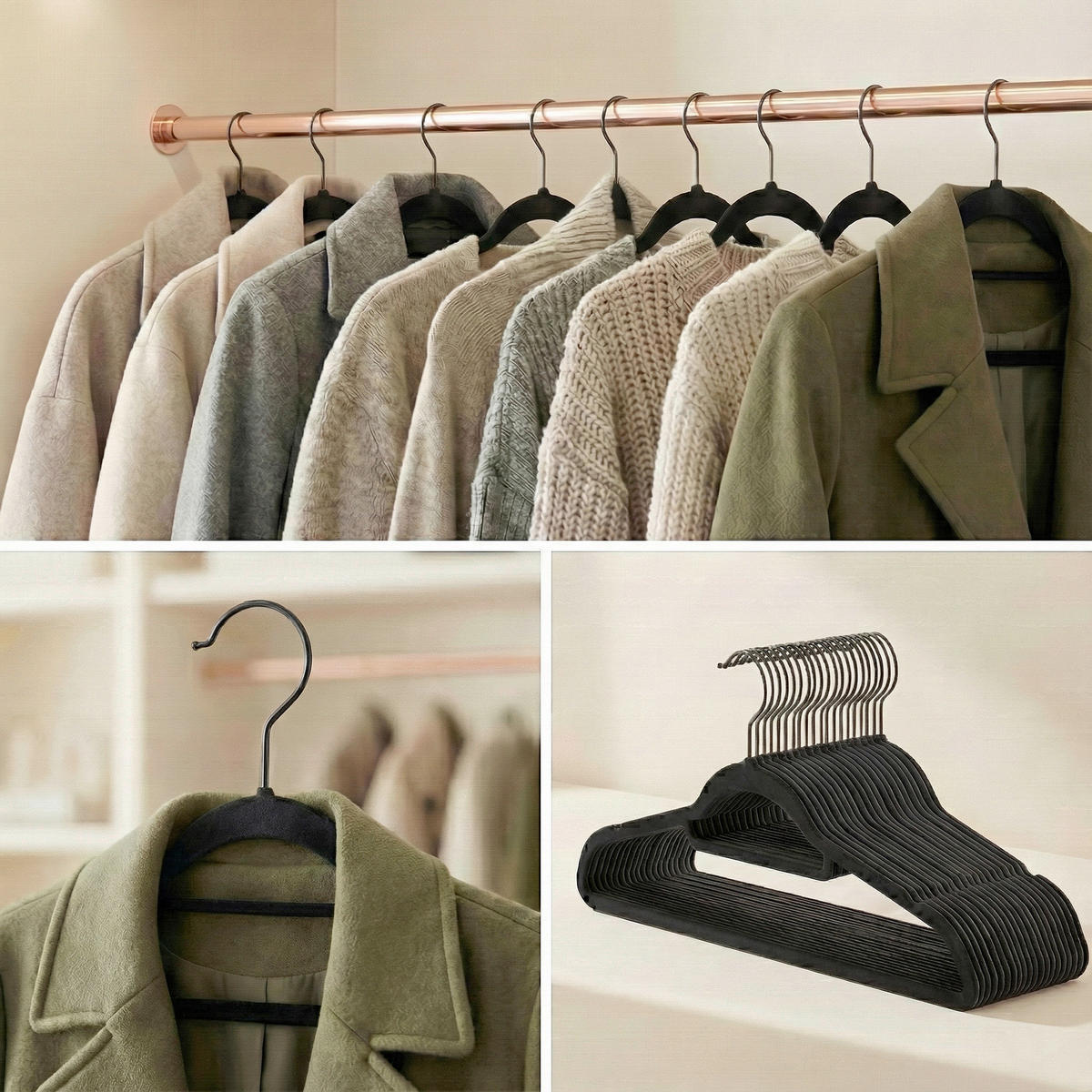 KLEIDERBÜGELSET Metall, Kunststoff, Textil  - Schwarz, Trend, Kunststoff/Textil (43,5/22,5/9cm) - Boxxx