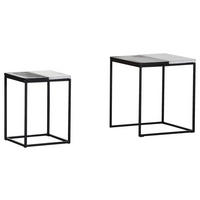 BEISTELLTISCHSET Beachclub Mangoholz massiv quadratisch Schwarz, Weiß  - Schwarz/Weiß, LIFESTYLE, Holz/Metall (71/40/40cm) - Landscape