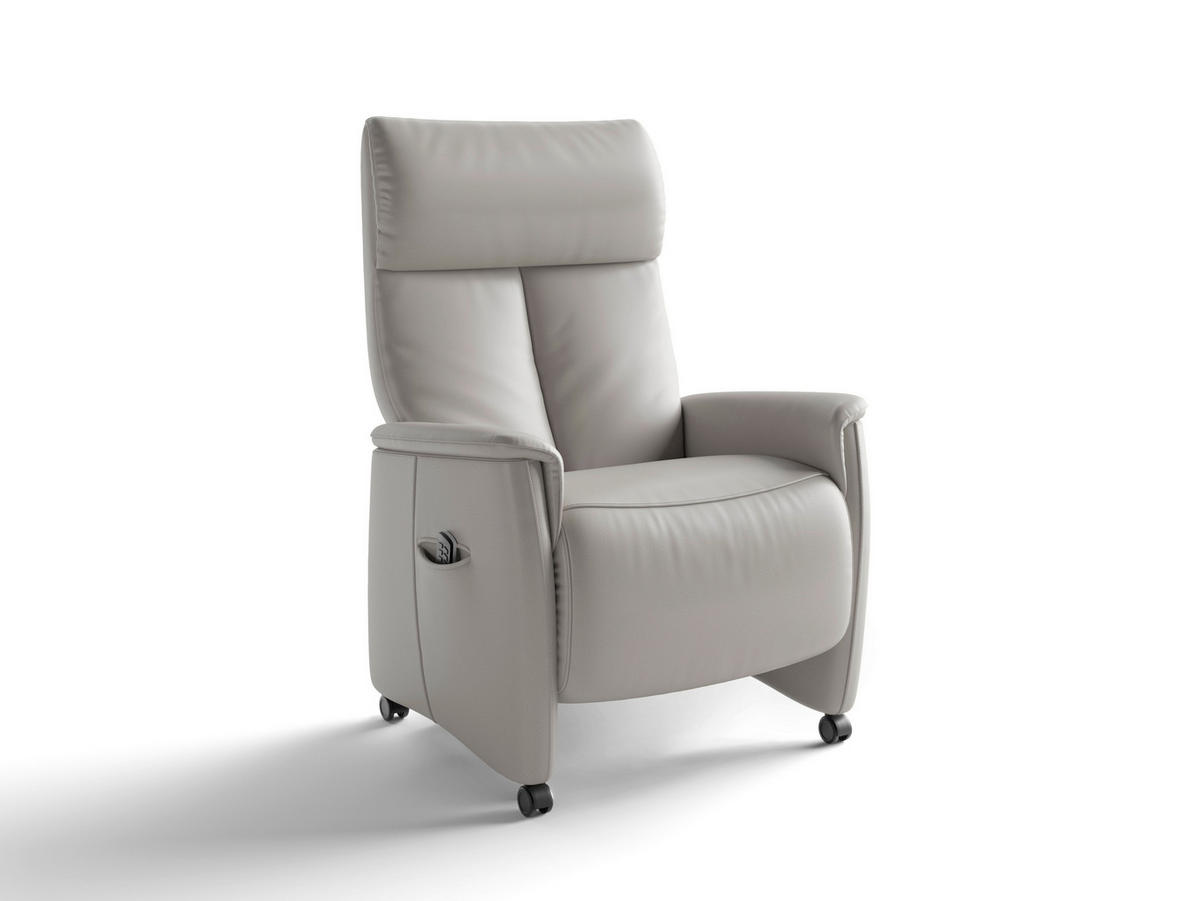 RELAXAČNÉ KRESLO, koža, svetlosivá - čierna/svetlosivá, Basics, koža/plast (76/114/84cm) - Sit & More