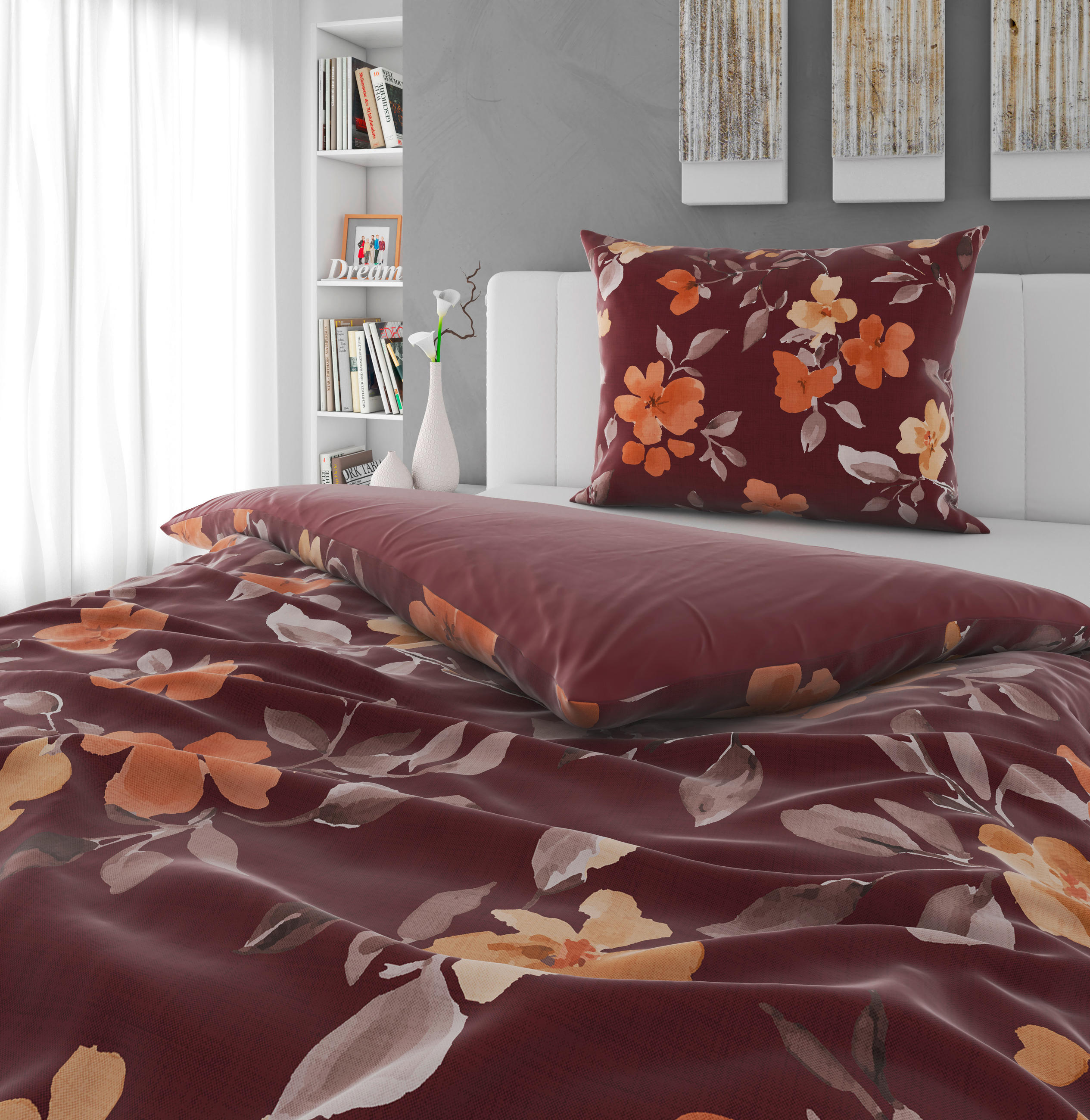 WENDEBETTWÄSCHE Mavie Satin 140/200 cm  - Rot, KONVENTIONELL, Textil (140/200cm) - Novel