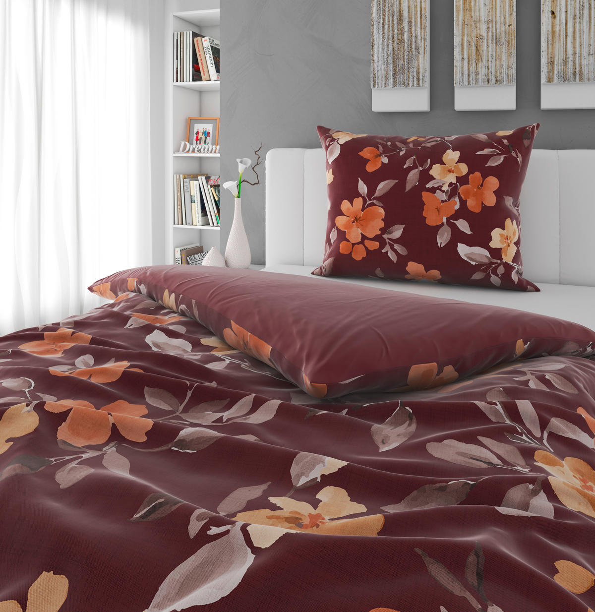 WENDEBETTWÄSCHE Mavie Satin 140/200 cm  - Rot, KONVENTIONELL, Textil (140/200cm) - Novel