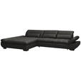ECKSOFA  in Flachgewebe Dunkelgrau  204/341 cm  - Dunkelgrau/Schwarz, Design, Textil/Metall (204/341cm) - Xora