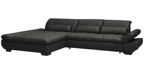 ECKSOFA  in Flachgewebe Dunkelgrau  204/341 cm  - Dunkelgrau/Schwarz, Design, Textil/Metall (204/341cm) - Xora