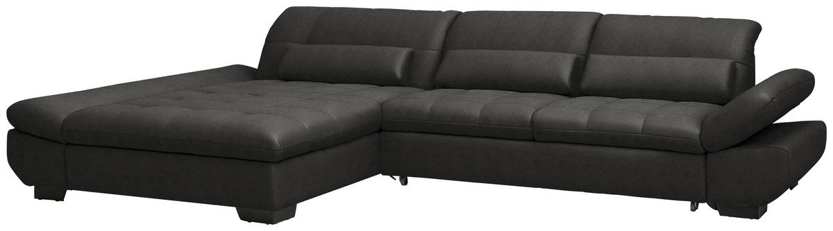 ECKSOFA Flachgewebe Dunkelgrau  - Dunkelgrau/Schwarz, Design, Textil/Metall (204/341cm) - Xora