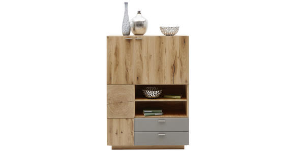 HIGHBOARD 96/135,5/38 cm - Alteiche/Walnussfarben, KONVENTIONELL, Holz/Metall (96/135,5/38cm) - Voleo