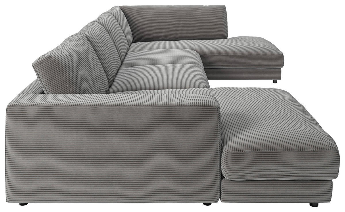 WOHNLANDSCHAFT in Cord Dunkelgrau  - Dunkelgrau/Schwarz, Design, Kunststoff/Textil (190/425/224cm) - Pure Home Lifestyle