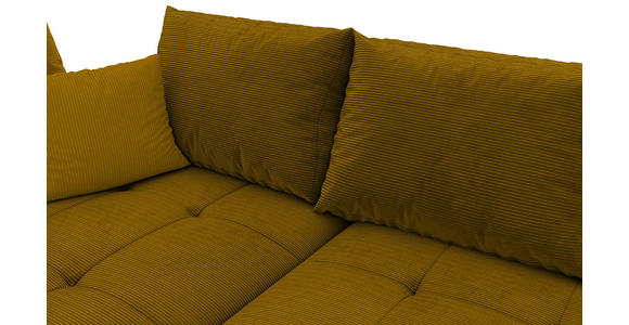 ECKSOFA Currygelb Cord - Currygelb/Schwarz, KONVENTIONELL, Holz/Textil (202/298cm) - Carryhome