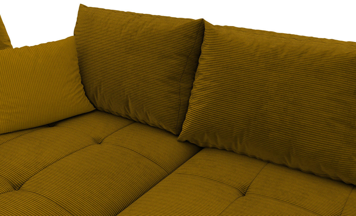 ECKSOFA in Cord Currygelb  - Currygelb/Schwarz, Konventionell, Holz/Textil (202/298cm) - MID.YOU