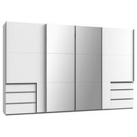 SCHWEBETÜRENSCHRANK  in Weiß, Silberfarben  - Chromfarben/Silberfarben, Basics, Holzwerkstoff/Metall (350/216/65cm) - MID.YOU