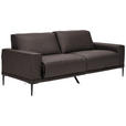 2,5-SITZER in Leder Dunkelbraun  - Dunkelbraun/Schwarz, Design, Leder/Metall (200/102/92cm) - Johann Jakob