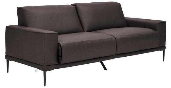 2,5-SITZER in Leder Dunkelbraun - Dunkelbraun/Schwarz, Design, Leder/Metall (200/102/92cm) - Johann Jakob