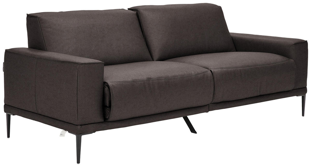 2,5-SITZER in Leder Dunkelbraun  - Dunkelbraun/Schwarz, Design, Leder/Metall (200/102/92cm) - Johann Jakob
