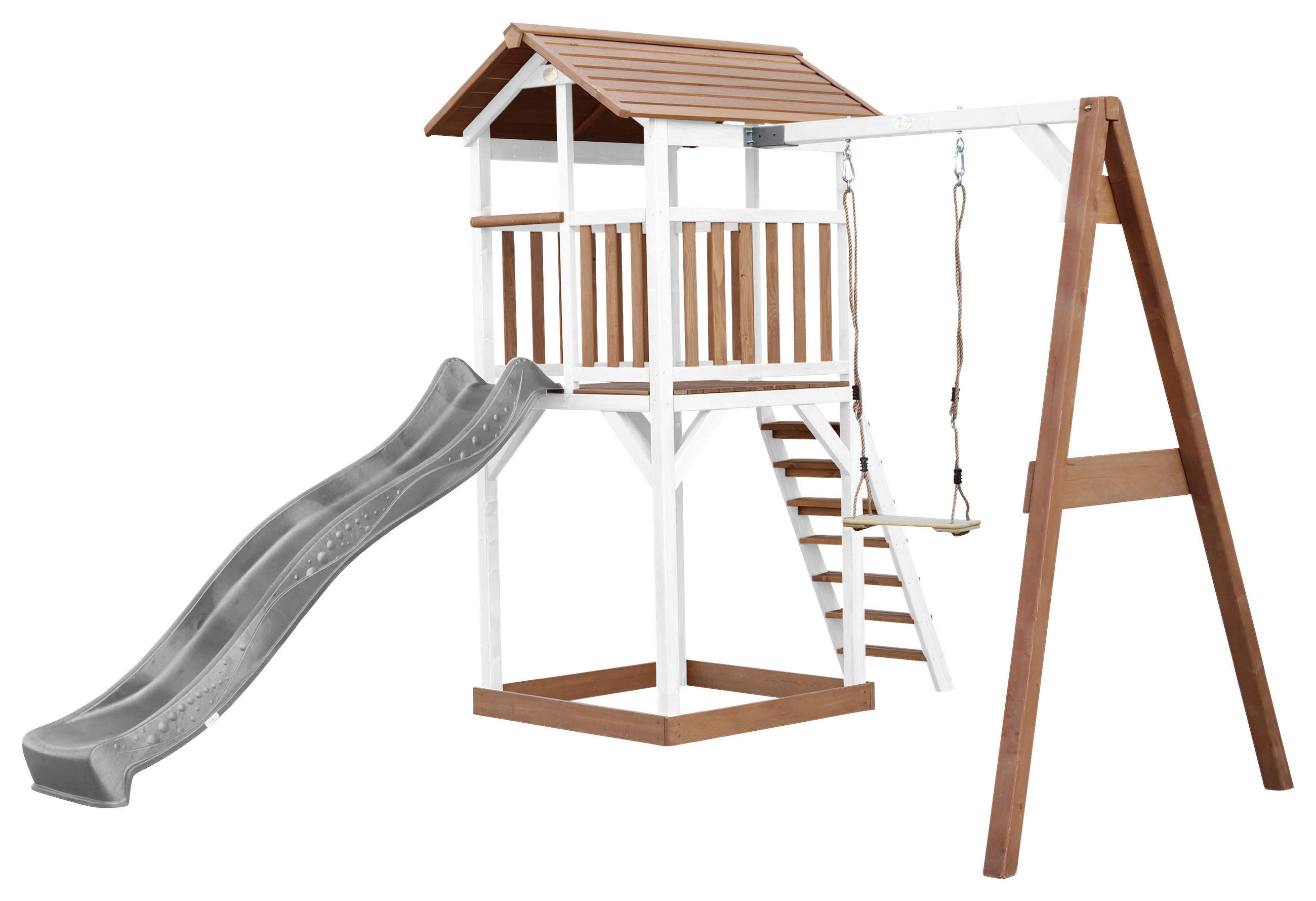 SPIELTURM 283,6/241,9/349 cm  - Braun/Weiß, KONVENTIONELL, Holz/Kunststoff (283,6/241,9/349cm) - Ambia Garden