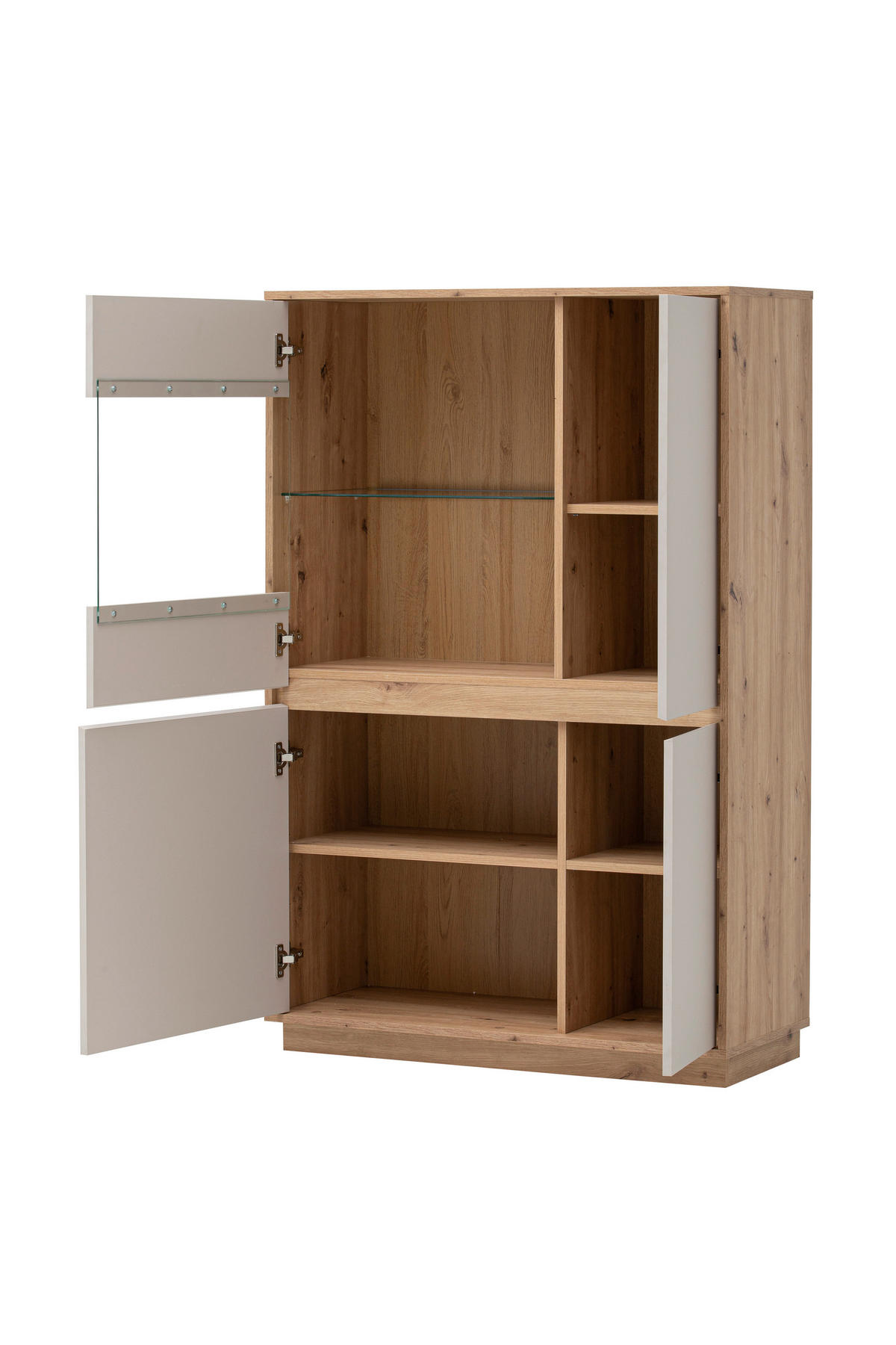 VITRINE  in Kaschmir, Eiche Artisan - Kaschmir/Eiche Artisan, Design, Glas/Holzwerkstoff (75/144/40cm) - MID.YOU