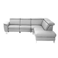 ECKSOFA in Echtleder Grau  - Alufarben/Grau, Design, Leder/Metall (271/239cm) - Cantus