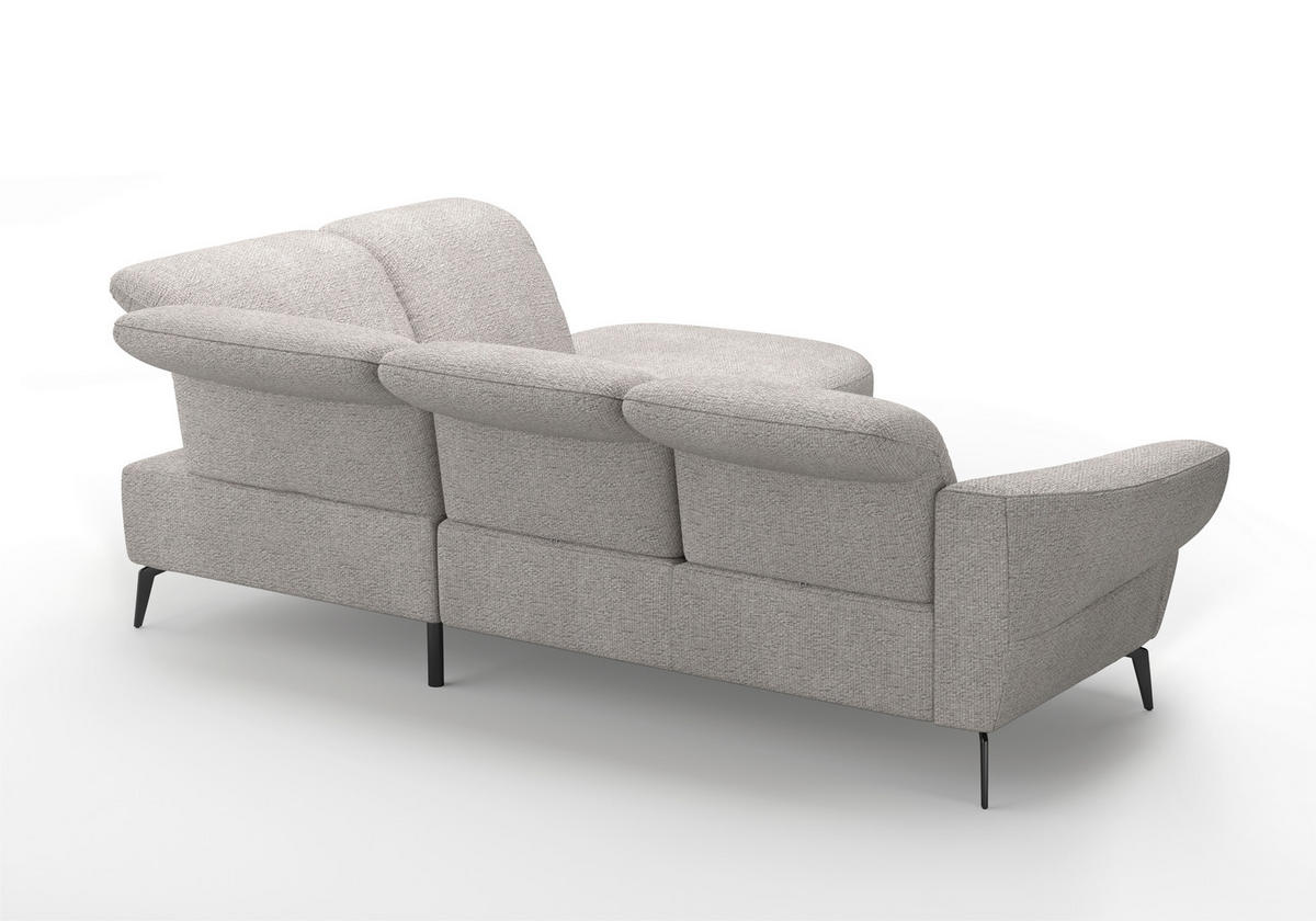 ECKSOFA in Chenille Silberfarben  - Silberfarben/Schwarz, Modern, Textil/Metall (302/270cm) - Sit & More