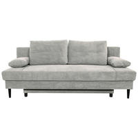 SCHLAFSOFA  mit Liegefunktion, Schlafen auf Sitzhöhe, Rücken echt Webstoff Hellgrau  - Hellgrau/Schwarz, KONVENTIONELL, Holz/Kunststoff (199/88/88cm) - Carryhome