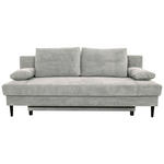 SCHLAFSOFA  mit Liegefunktion, Schlafen auf Sitzhöhe, Rücken echt Webstoff Hellgrau  - Hellgrau/Schwarz, KONVENTIONELL, Holz/Kunststoff (199/88/88cm) - Carryhome