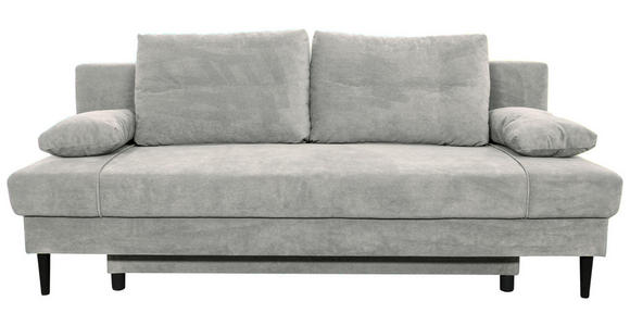 SCHLAFSOFA mit Liegefunktion, Schlafen auf Sitzhöhe, Rücken echt Webstoff Hellgrau - Hellgrau/Schwarz, KONVENTIONELL, Holz/Kunststoff (199/88/88cm) - Carryhome