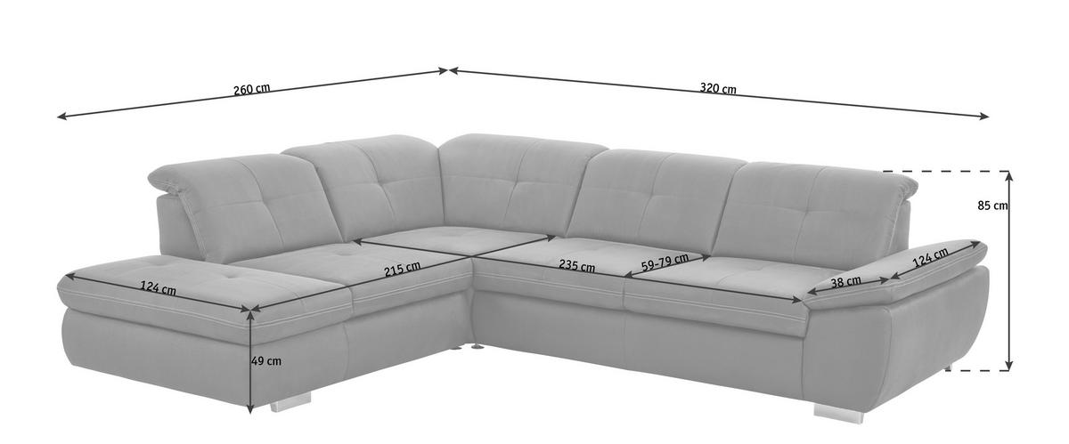 ECKSOFA in Mikrofaser Terracotta  - Terracotta, Design, Textil/Metall (260/318cm) - Beldomo Speed