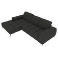 ECKSOFA Anthrazit Flachgewebe Rücken echt, Kopfteilverstellung, Sitztiefenverstellung  - Anthrazit/Schwarz, KONVENTIONELL, Kunststoff/Textil (171/273cm) - Carryhome