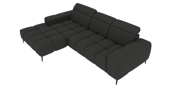 ECKSOFA Anthrazit Flachgewebe Rücken echt, Kopfteilverstellung, Sitztiefenverstellung  - Anthrazit/Schwarz, KONVENTIONELL, Kunststoff/Textil (171/273cm) - Carryhome