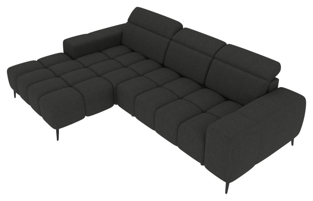 ECKSOFA Anthrazit Flachgewebe Rücken echt, Kopfteilverstellung, Sitztiefenverstellung  - Anthrazit/Schwarz, KONVENTIONELL, Kunststoff/Textil (171/273cm) - Carryhome