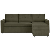 ECKSOFA Waldgrün Cord  - Waldgrün/Schwarz, KONVENTIONELL, Kunststoff/Textil (218/155cm) - Ti'me