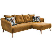 ECKSOFA Gelb, Multicolor Velours  - Gelb/Buchefarben, MODERN, Holz/Textil (277/162cm) - Livetastic