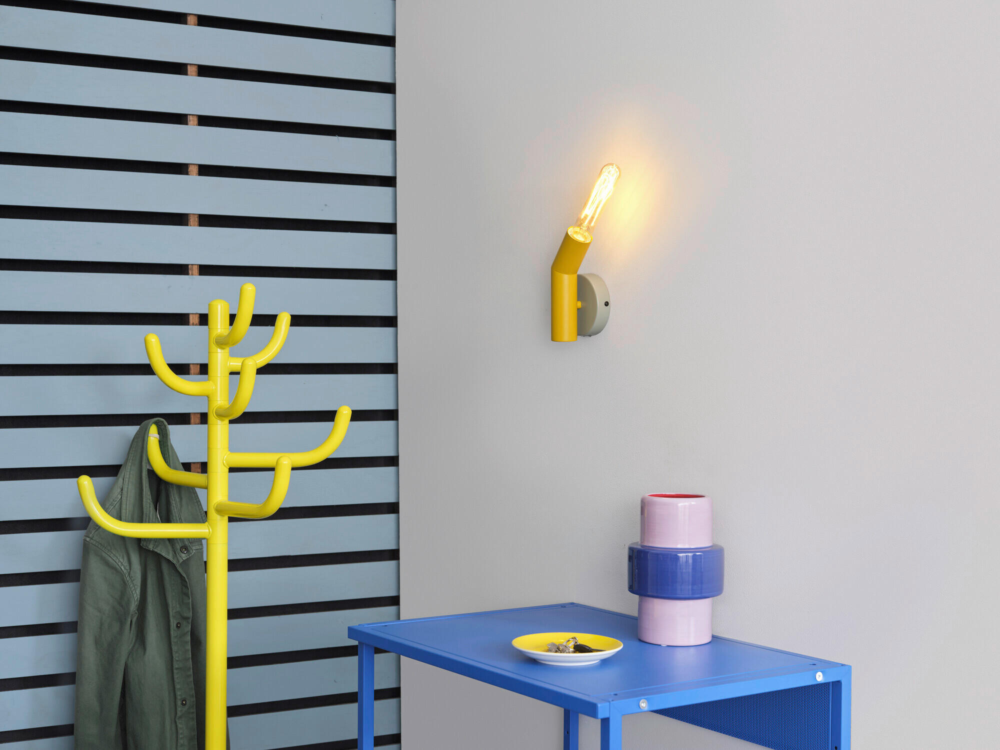 WANDLEUCHTE 10.8/7.7/18.3 cm   - Gelb, Design, Metall (10.8/7.7/18.3cm) - Osram