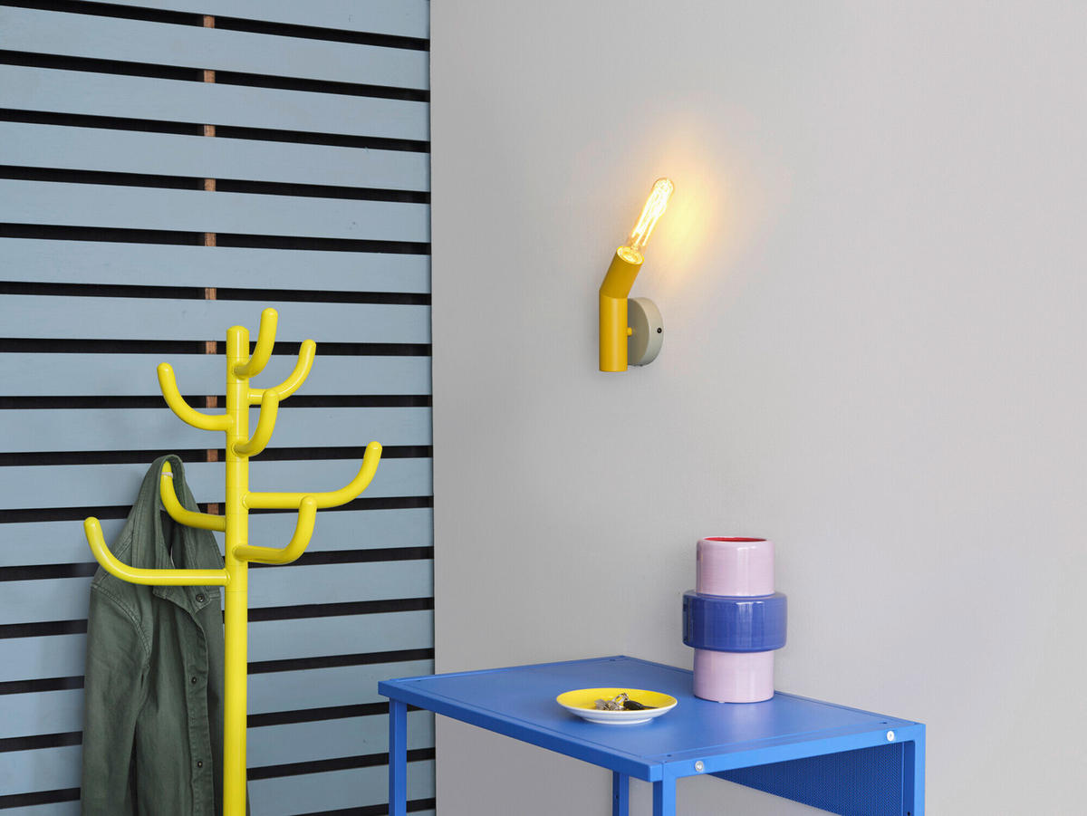 WANDLEUCHTE 10.8/7.7/18.3 cm   - Gelb, Design, Metall (10.8/7.7/18.3cm) - Osram