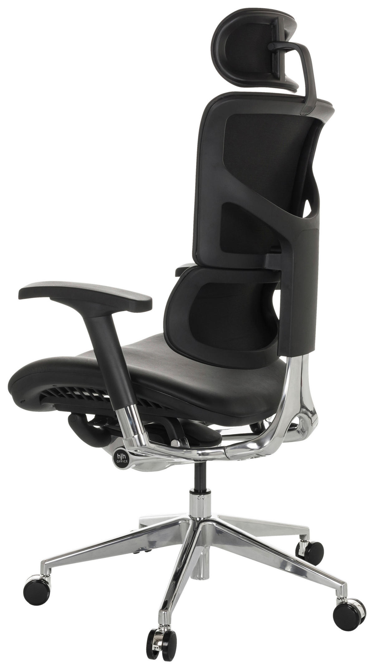 DREHSTUHL Schwarz  - Silberfarben/Schwarz, Basics, Leder/Kunststoff (70/124-146/67cm) - MID.YOU