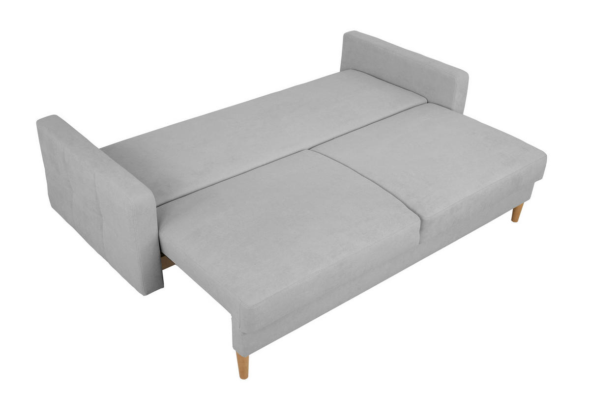 SCHLAFSOFA  mit Rücken echt Hellgrau  - Buchefarben/Hellgrau, Design, Holz/Textil (222/93/99cm) - MID.YOU
