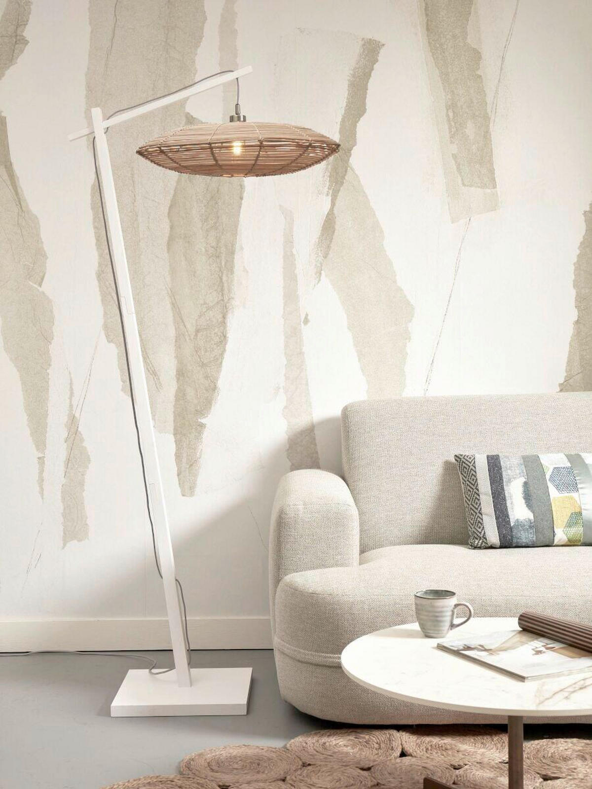 STOJACÍ LAMPA, 55/78/176 cm - bílá/přírodní barvy, Trend (55/78/176cm) - Good & Mojo