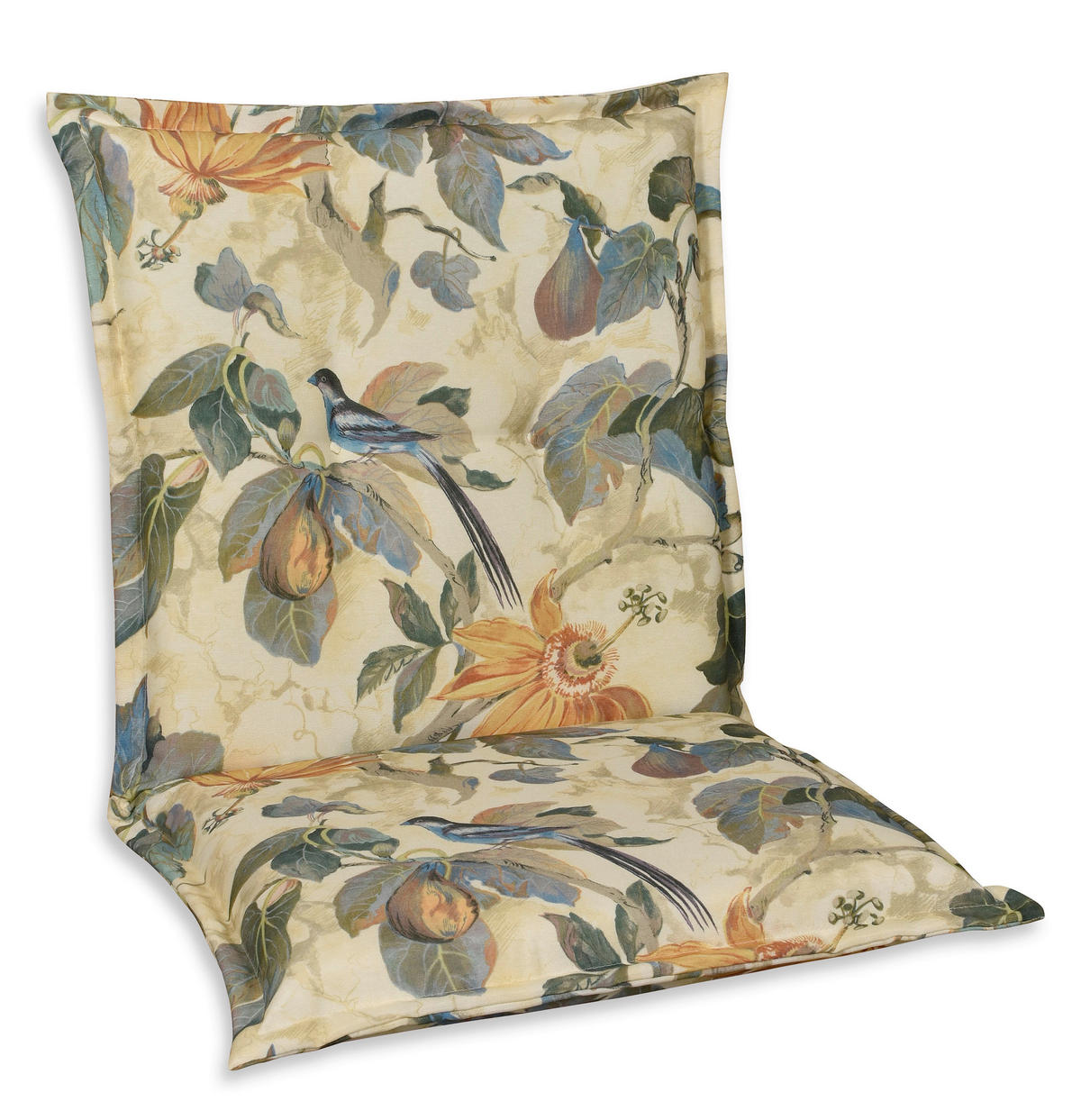 SESSELAUFLAGE Floral  - Sandfarben/Blau, Basics, Textil (50/9/100cm)