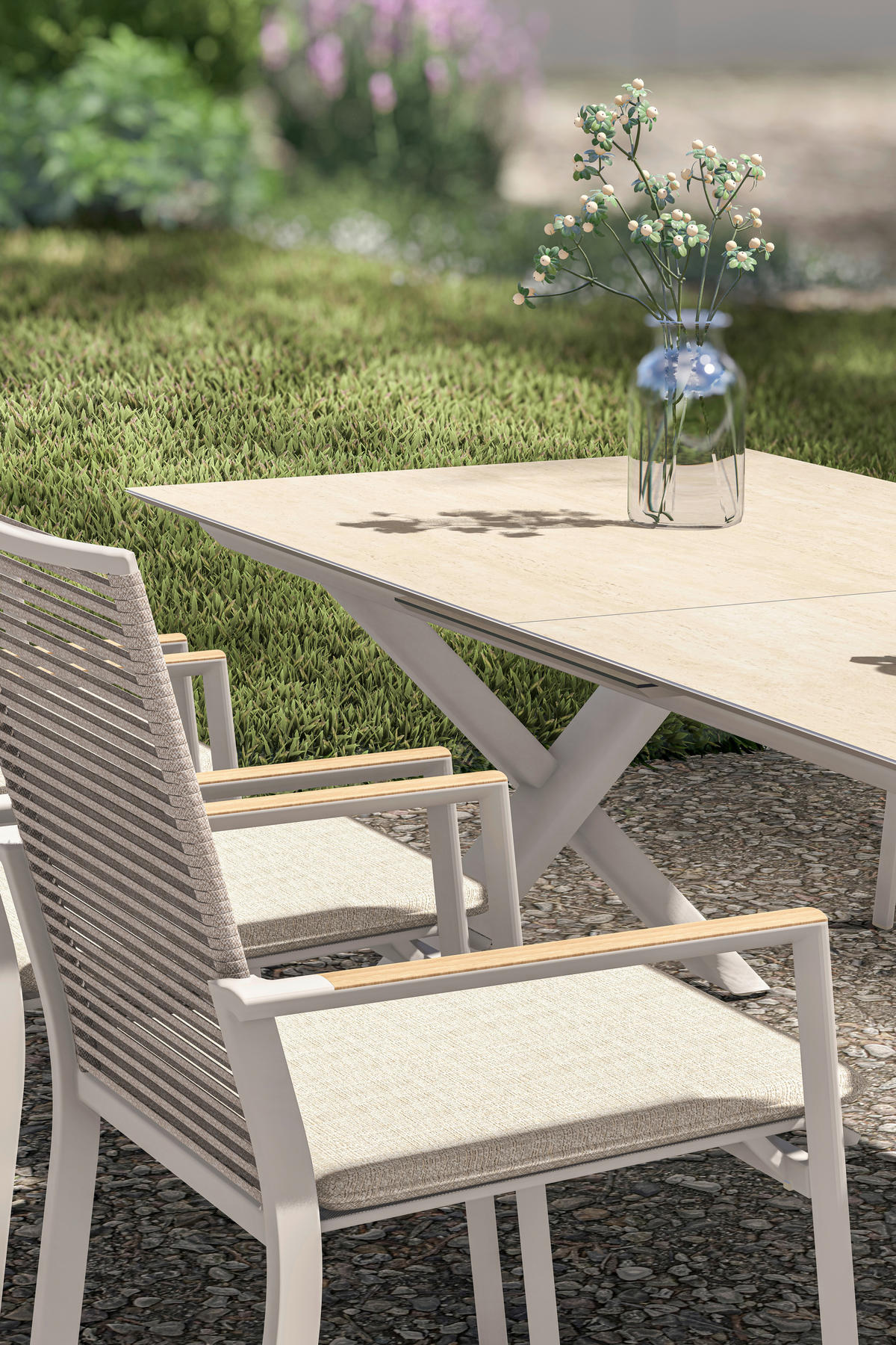 GARTENTISCH 240-300/100/74 cm Metall, Keramik rechteckig  - Sandfarben/Mokka, Basics, Keramik/Metall (240-300/100/74cm) - Zebra 