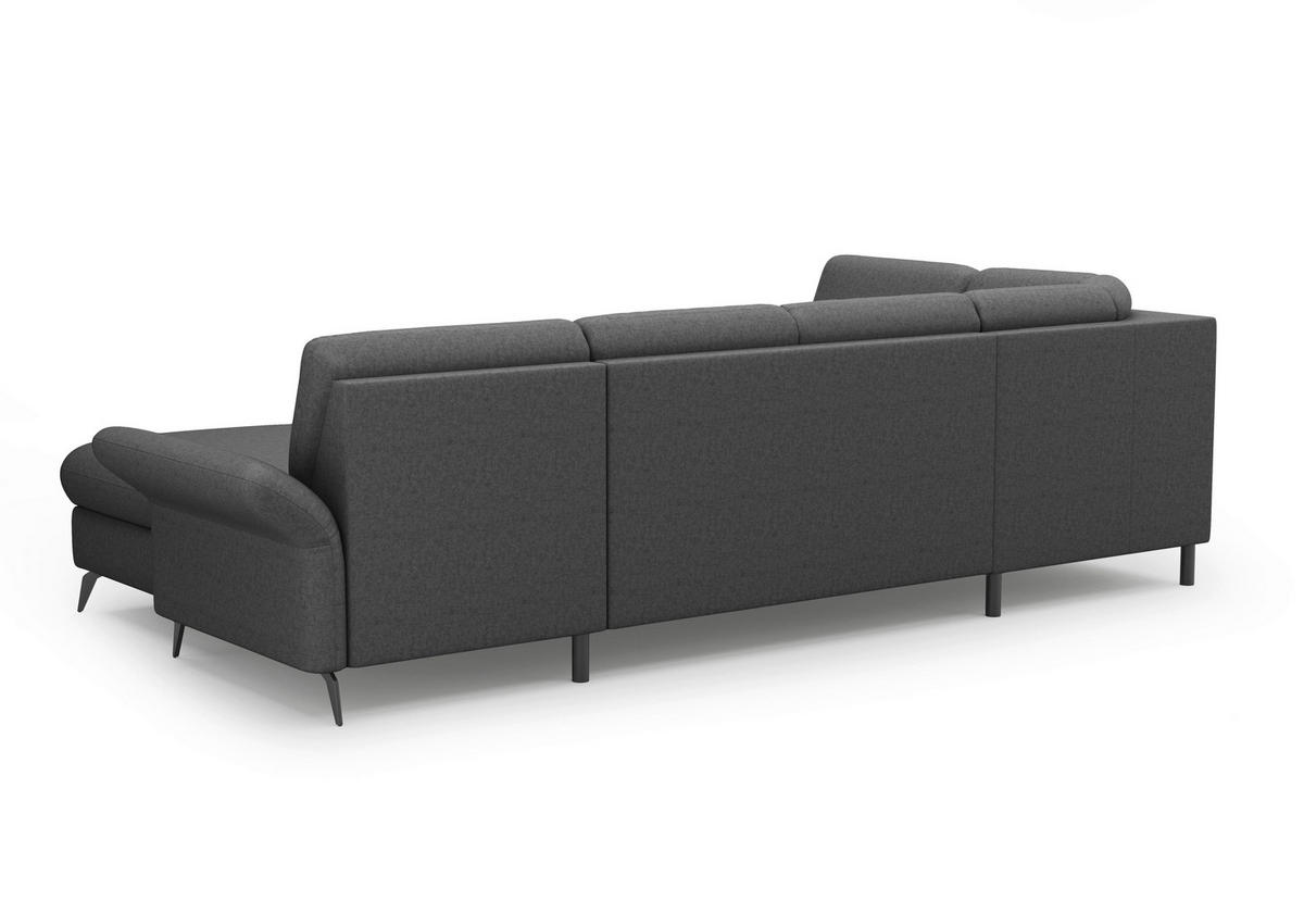 WOHNLANDSCHAFT in Flachgewebe Dunkelgrau  - Dunkelgrau/Schwarz, Konventionell, Textil/Metall (195/314/164cm) - Sit & More