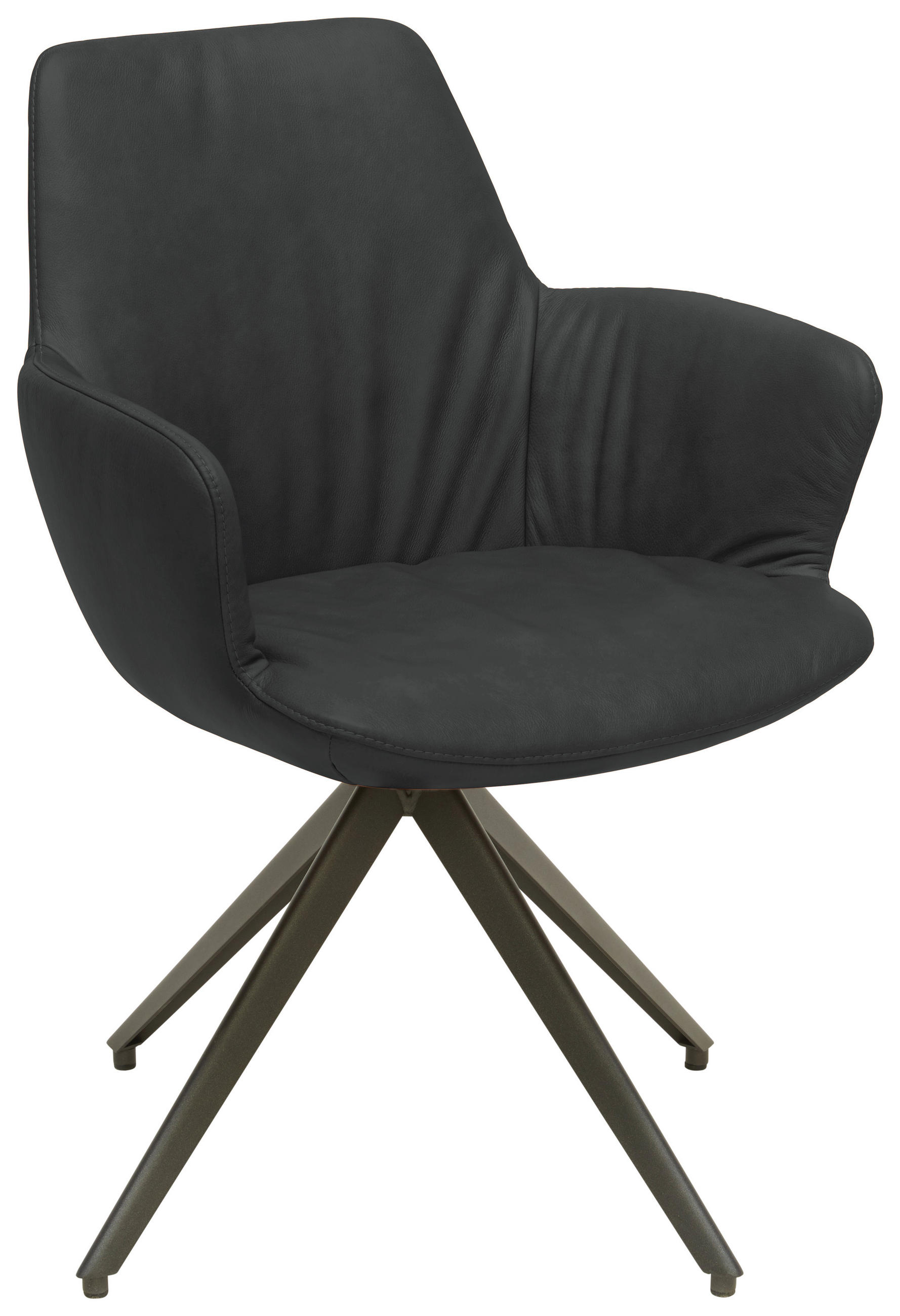 ARMLEHNSTUHL  in Stahl Echtleder pigmentiert  - Anthrazit/Schwarz, Design, Leder/Metall (60/87/62cm) - Bert Plantagie