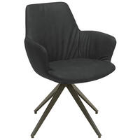 ARMLEHNSTUHL  in Stahl Echtleder pigmentiert  - Anthrazit/Schwarz, Design, Leder/Metall (60/87/62cm) - Bert Plantagie