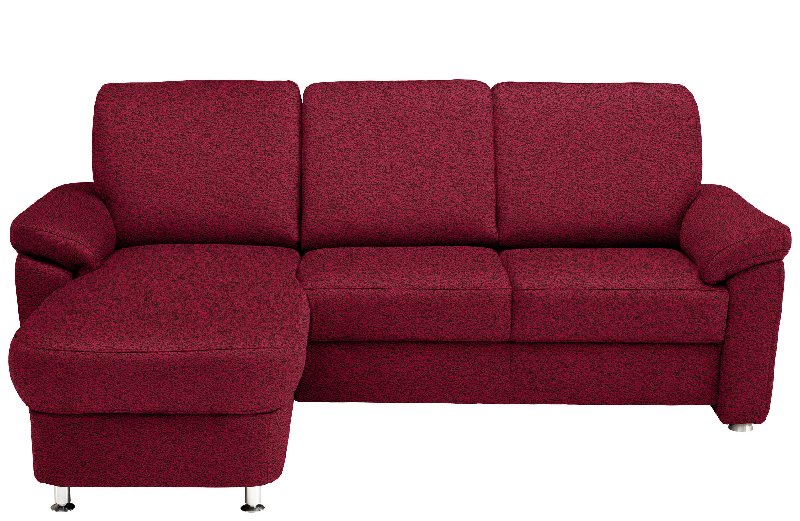 ECKSOFA in Flachgewebe Weinrot  - Chromfarben/Weinrot, Konventionell, Textil/Metall (163/250cm) - Beldomo System