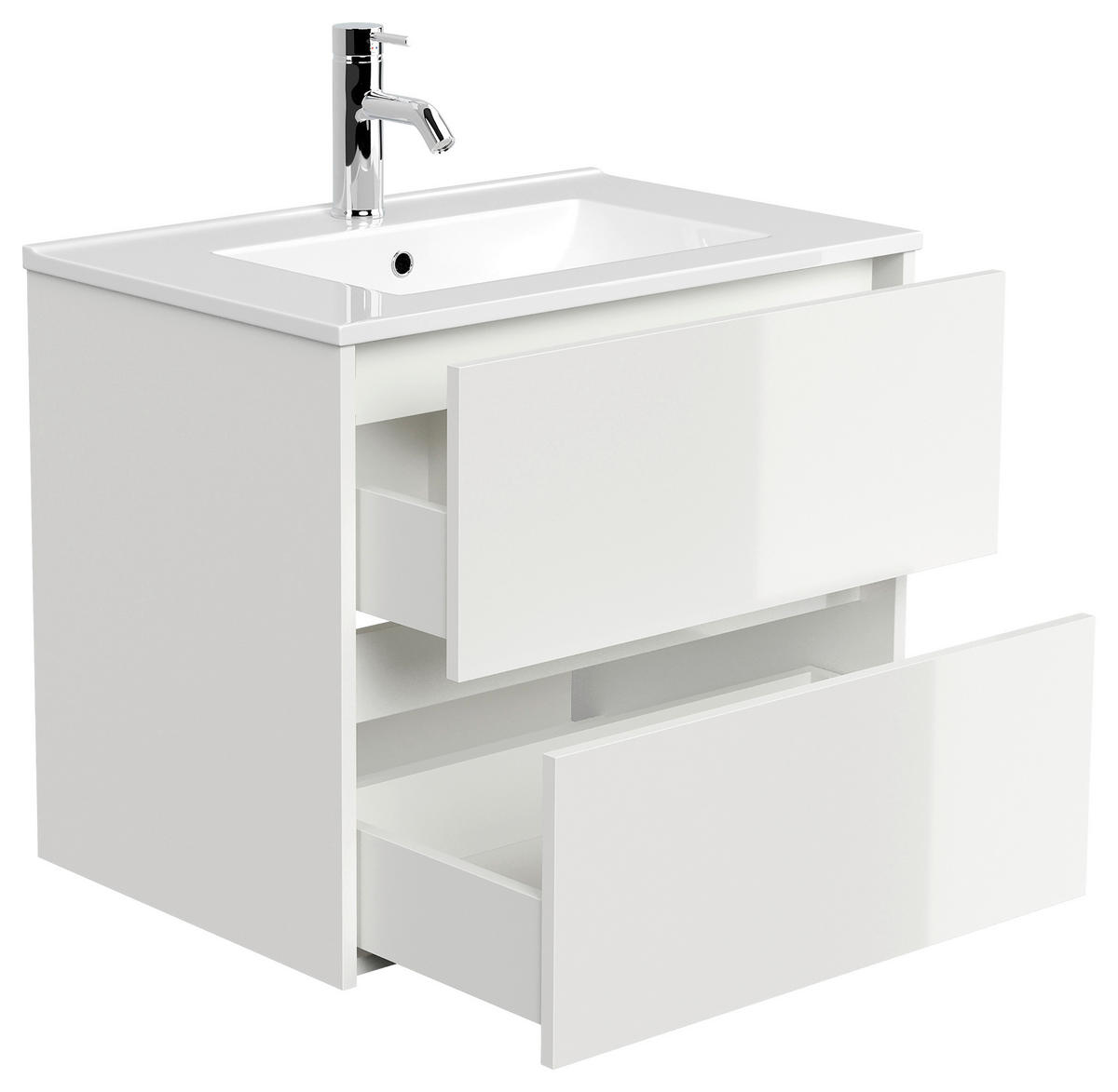 WASCHTISCHKOMBI  - Weiß Hochglanz/Weiß, MODERN, Keramik/Holzwerkstoff (71/58,7/46,5cm) - MID.YOU