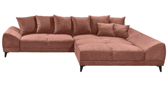 ECKSOFA Rosa Webstoff  - Schwarz/Rosa, KONVENTIONELL, Kunststoff/Textil (310/185cm) - Carryhome