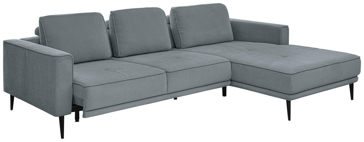 ECKSOFA Blaugrau Flachgewebe  - Blaugrau/Schwarz, KONVENTIONELL, Textil/Metall (279/193cm) - SetOne by Musterring