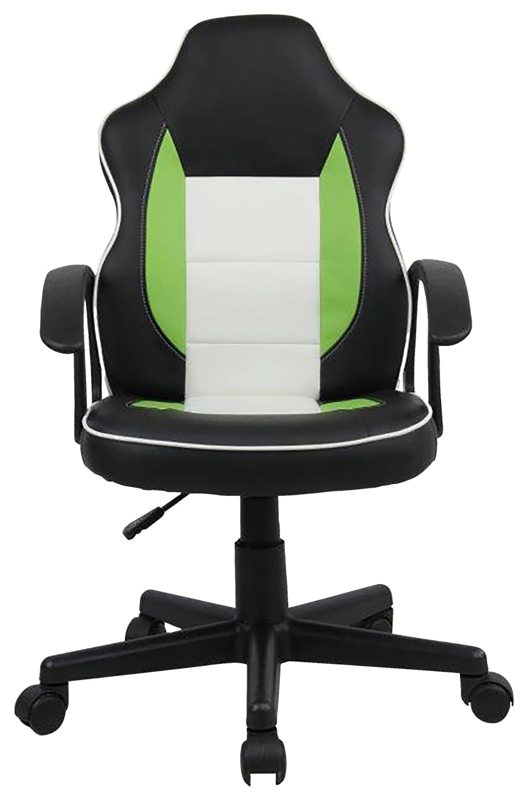 OTOČNÁ STOLIČKA PRE MLÁDEŽ, kožený vzhľad, zelená, čierna, biela - čierna/biela, Konventionell, kov/textil (56/98/55cm) - Xora