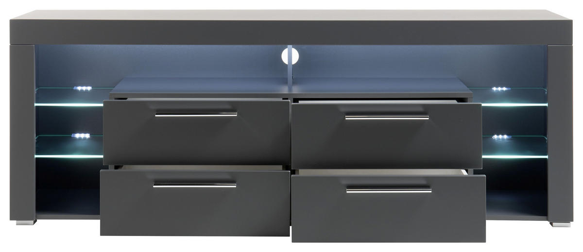 TV-ELEMENT - Alufarben/Grau, Design, Glas/Holzwerkstoff (179/66/44cm) - Carryhome