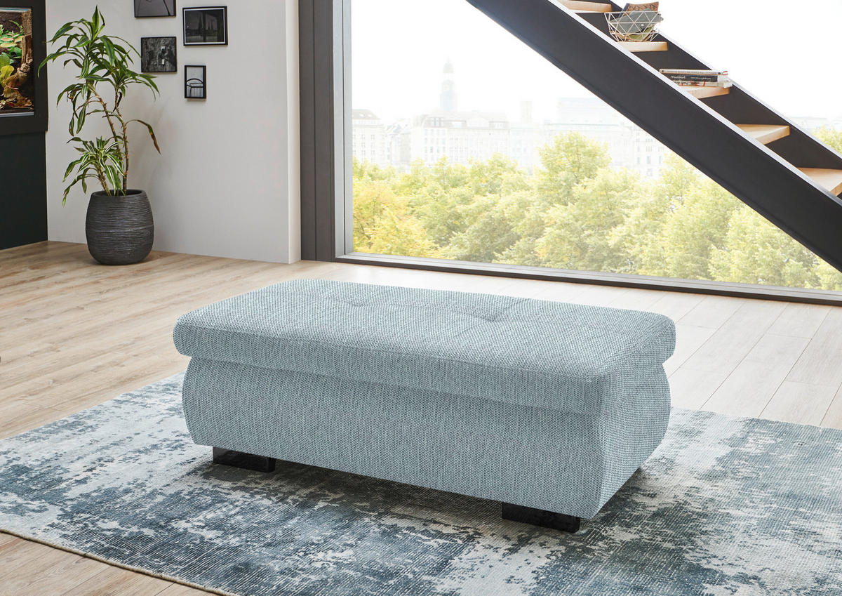 HOCKER in Textil Türkis  - Türkis/Schwarz, Design, Textil/Metall (138/44/67cm) - Beldomo Style