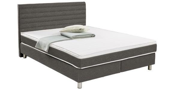 BOXSPRINGBETT 160/200 cm  in Dunkelgrau  - Dunkelgrau, Design, Textil/Metall (160/200cm) - Carryhome